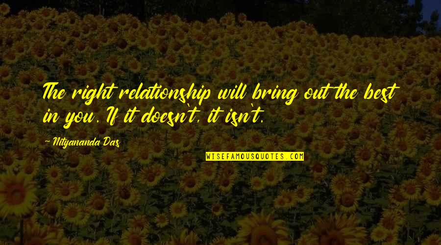 Yeowoman Quotes By Nityananda Das: The right relationship will bring out the best