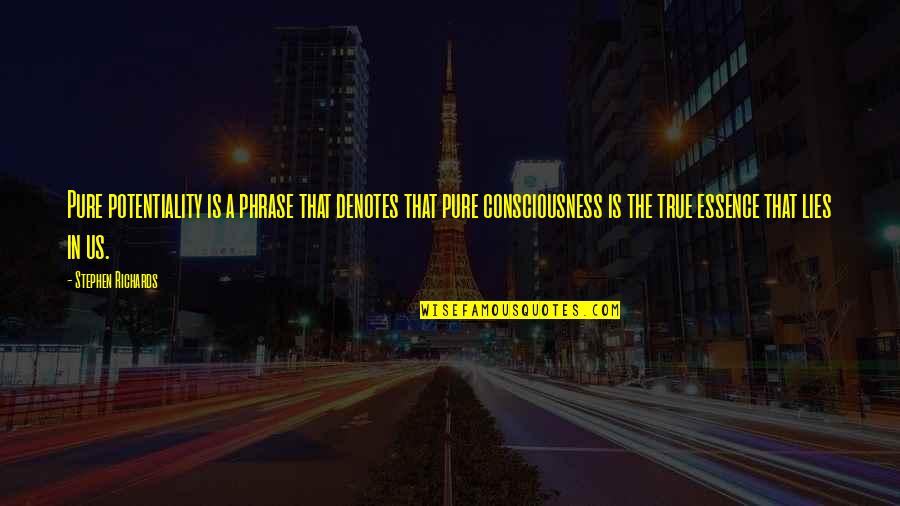 Yergue Definicion Quotes By Stephen Richards: Pure potentiality is a phrase that denotes that