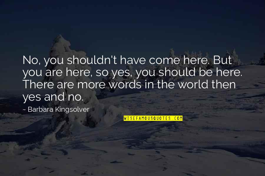 Yes And More Quotes By Barbara Kingsolver: No, you shouldn't have come here. But you