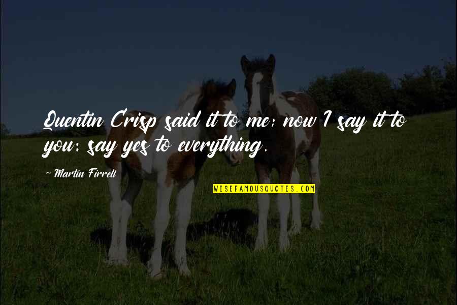 Yes You Quotes By Martin Firrell: Quentin Crisp said it to me; now I
