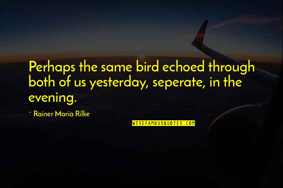 Yesterday Quotes By Rainer Maria Rilke: Perhaps the same bird echoed through both of