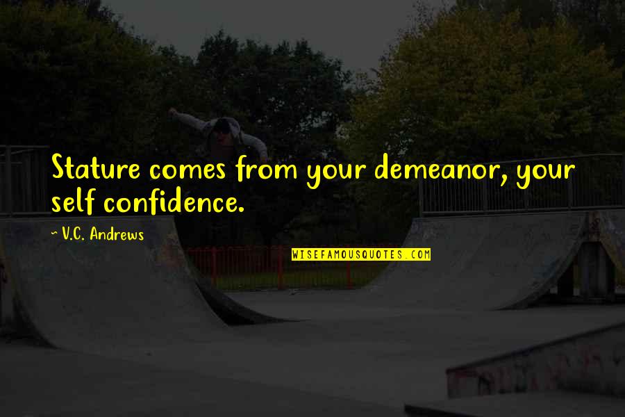 Yestostyle Quotes By V.C. Andrews: Stature comes from your demeanor, your self confidence. Yestostyle Quotes By V.C. Andrews: Stature comes from your demeanor, your self confidence.