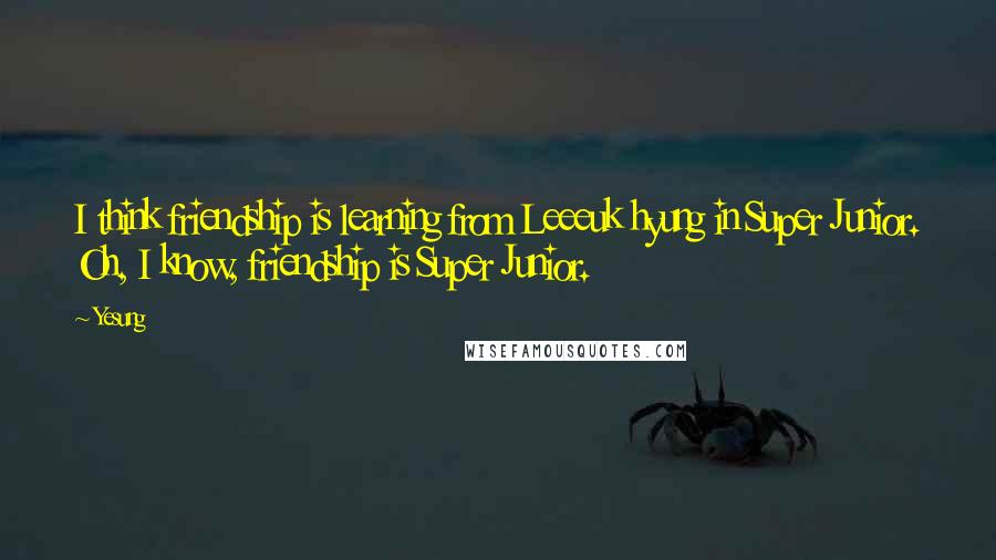 Yesung quotes: I think friendship is learning from Leeeuk hyung in Super Junior. Oh, I know, friendship is Super Junior. Yesung quotes: I think friendship is learning from Leeeuk hyung in Super Junior. Oh, I know, friendship is Super Junior.