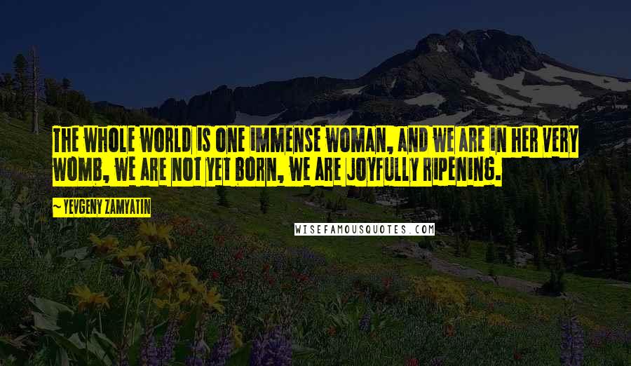 Yevgeny Zamyatin quotes: The whole world is one immense woman, and we are in her very womb, we are not yet born, we are joyfully ripening.