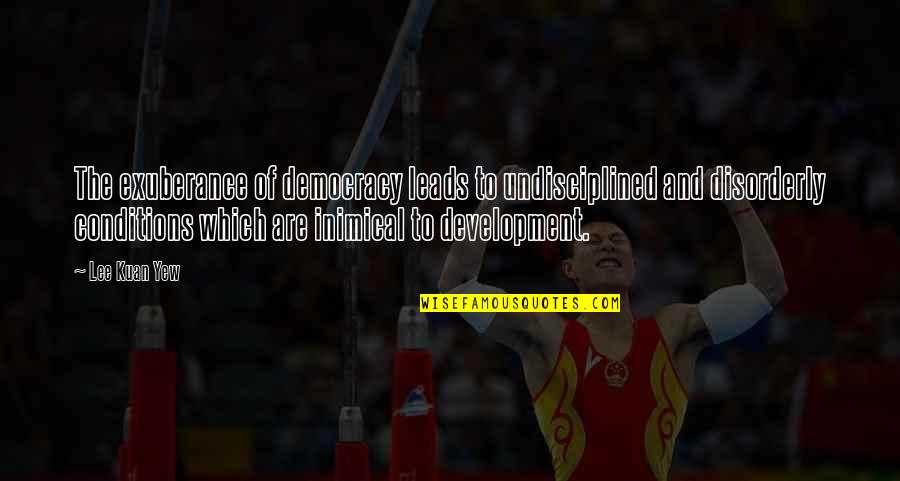 Yew'd Quotes By Lee Kuan Yew: The exuberance of democracy leads to undisciplined and
