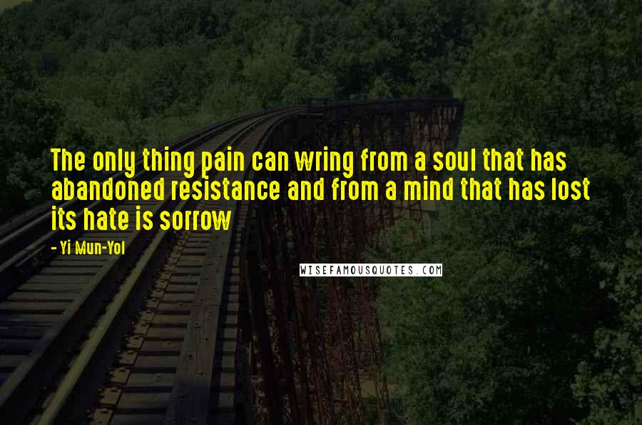 Yi Mun-Yol quotes: The only thing pain can wring from a soul that has abandoned resistance and from a mind that has lost its hate is sorrow