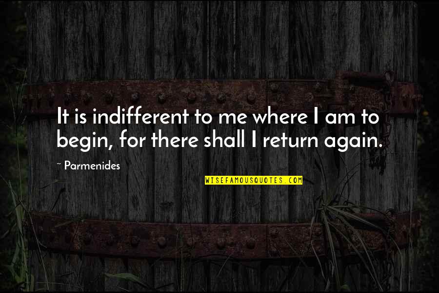 Yiangyi Quotes By Parmenides: It is indifferent to me where I am