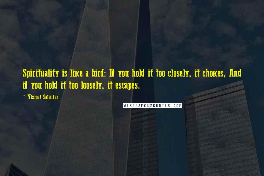 Yisroel Salanter quotes: Spirituality is like a bird: If you hold it too closely, it chokes, And if you hold it too loosely, it escapes.