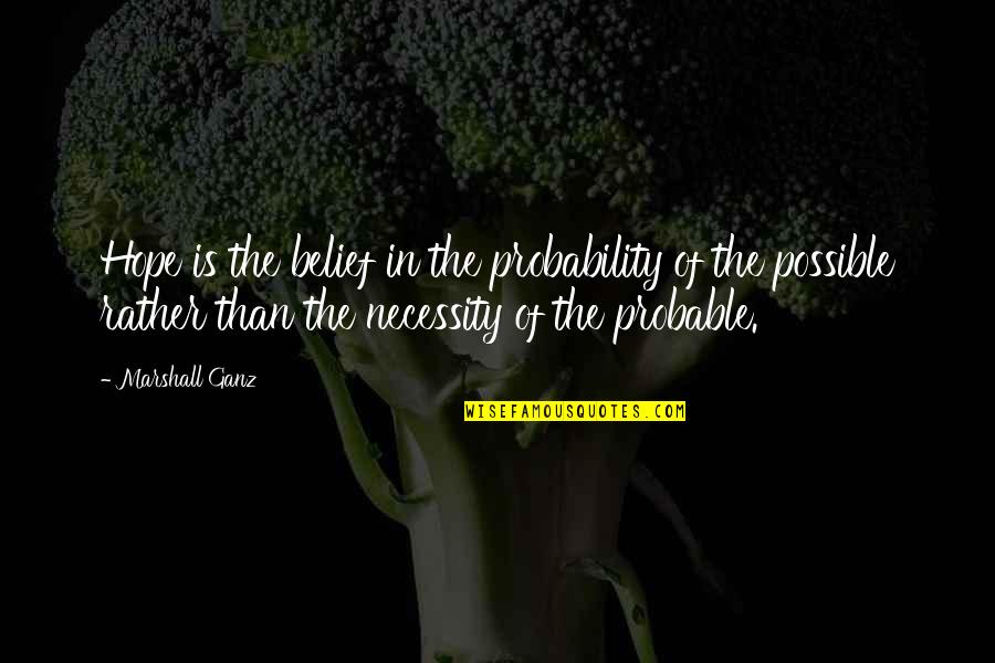 Ylvisaker Blessing Quotes By Marshall Ganz: Hope is the belief in the probability of Ylvisaker Blessing Quotes By Marshall Ganz: Hope is the belief in the probability of