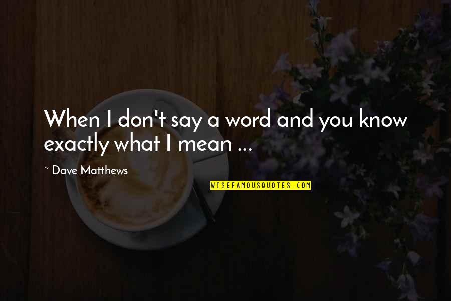 Yngre Nysvenska Quotes By Dave Matthews: When I don't say a word and you