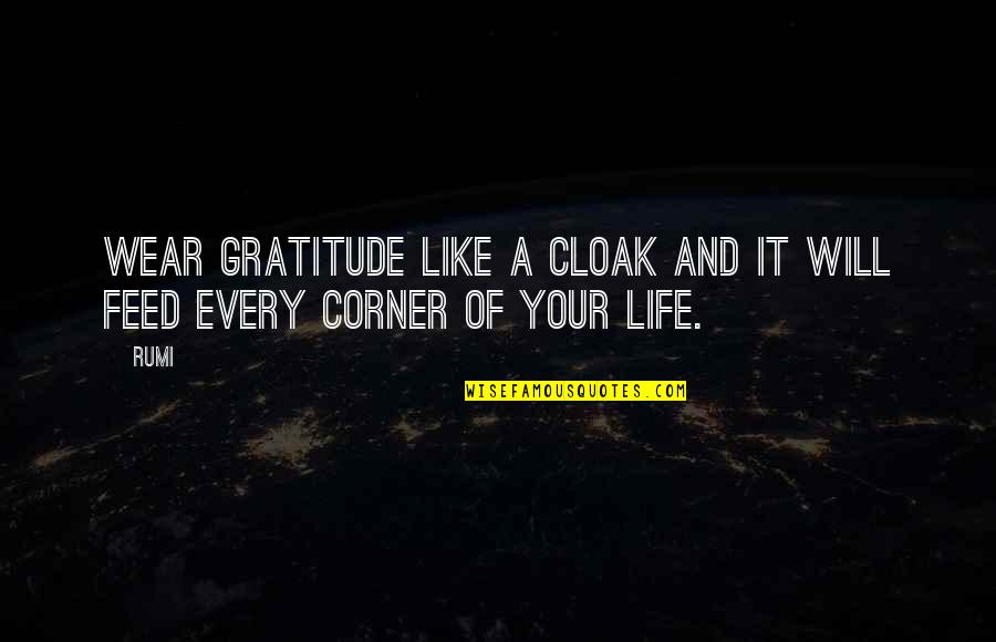 Yoga And Life Quotes By Rumi: Wear gratitude like a cloak and it will