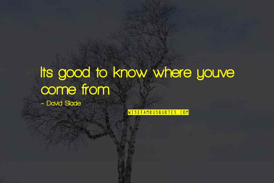 Yoga Asana Quotes By David Slade: It's good to know where you've come from.