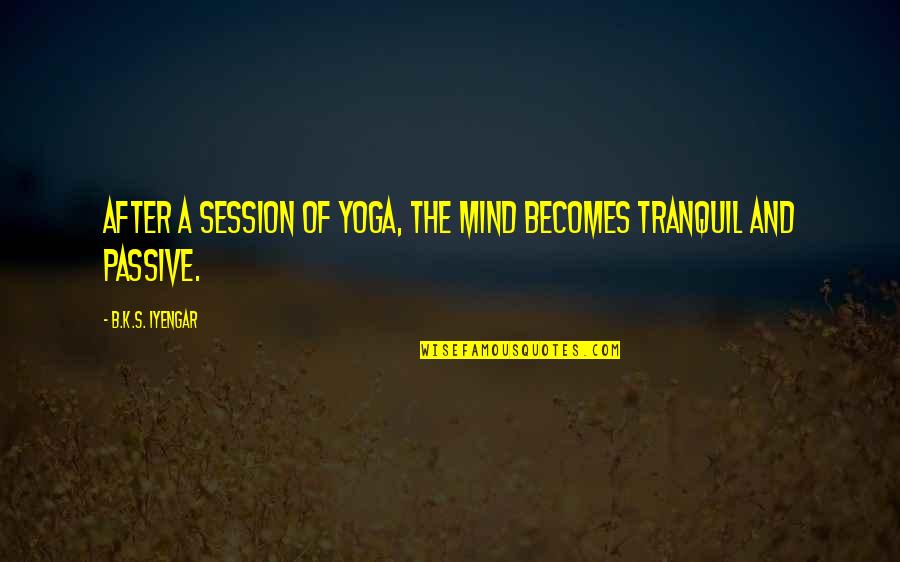 Yoga's Quotes By B.K.S. Iyengar: After a session of yoga, the mind becomes