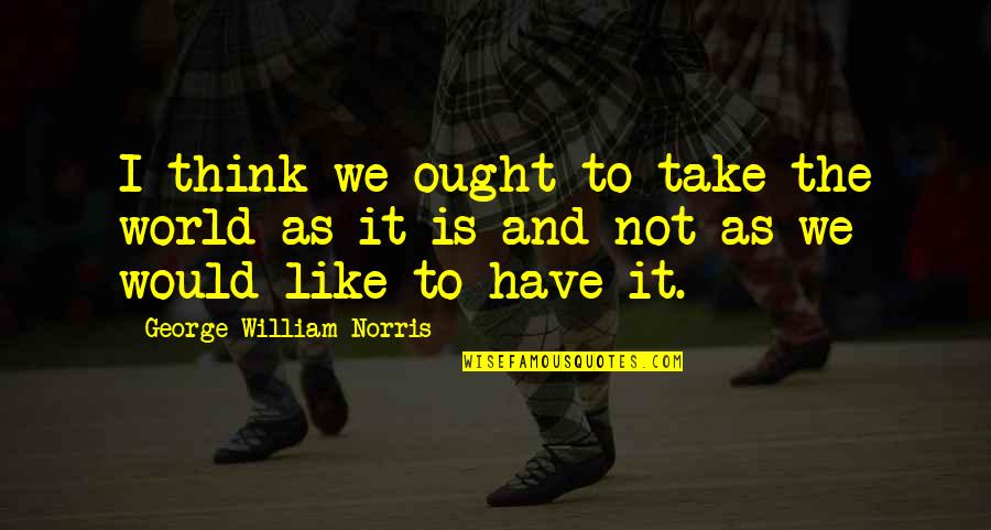 Yoneiry Taveras Quotes By George William Norris: I think we ought to take the world