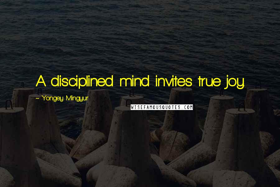 Yongey Mingyur quotes: A disciplined mind invites true joy.