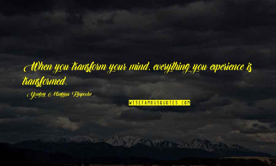 Yongey Mingyur Quotes By Yongey Mingyur Rinpoche: When you transform your mind, everything you experience Yongey Mingyur Quotes By Yongey Mingyur Rinpoche: When you transform your mind, everything you experience
