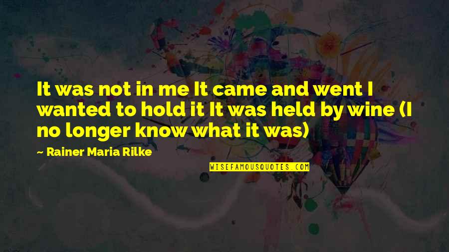 Yoruba Quotes By Rainer Maria Rilke: It was not in me It came and