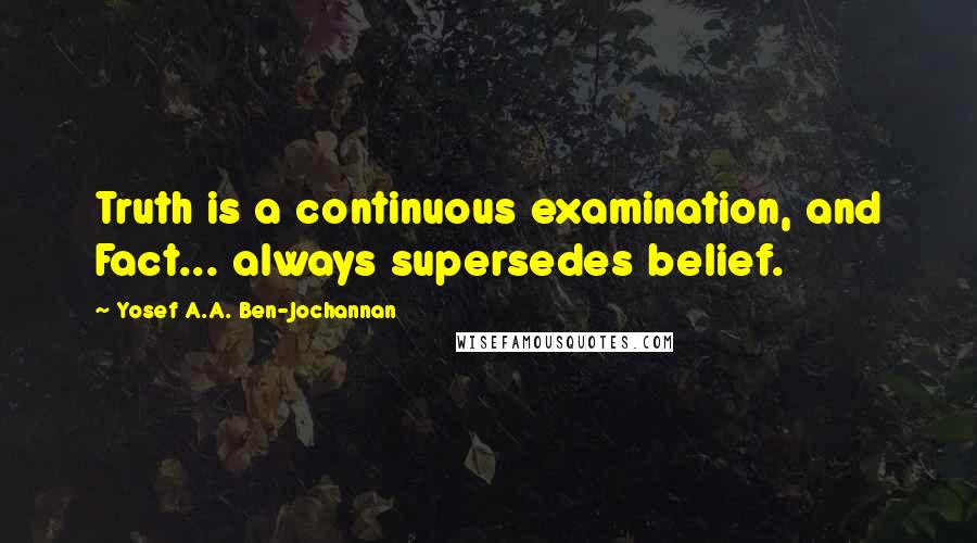 Yosef A.A. Ben-Jochannan quotes: Truth is a continuous examination, and Fact... always supersedes belief.