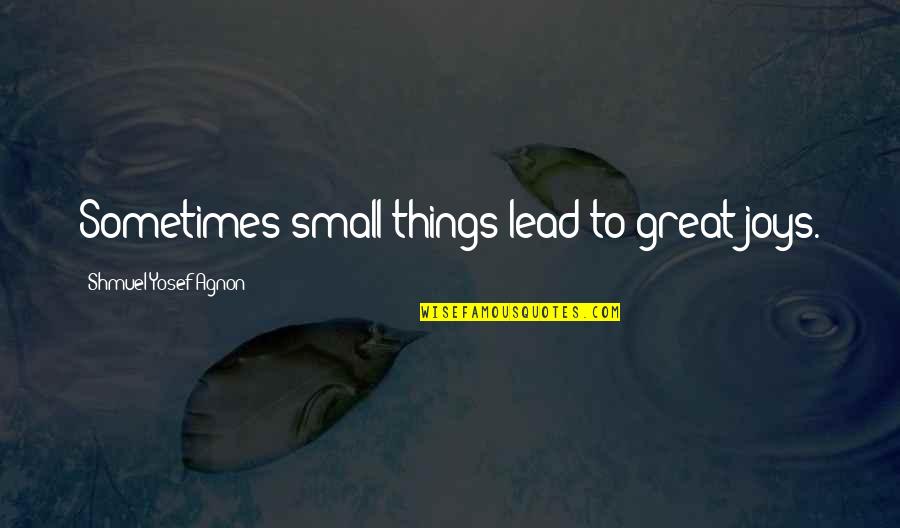 Yosef Agnon Quotes By Shmuel Yosef Agnon: Sometimes small things lead to great joys.