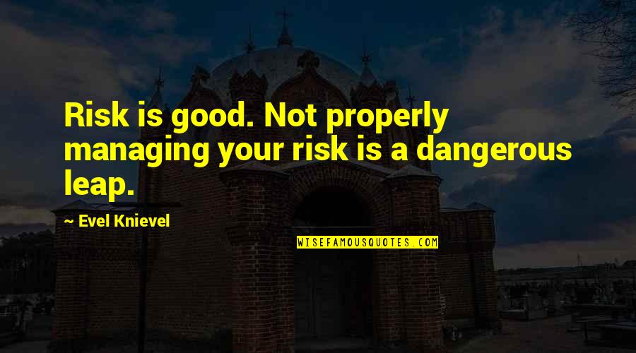 Yoshitsugu Otani Quotes By Evel Knievel: Risk is good. Not properly managing your risk