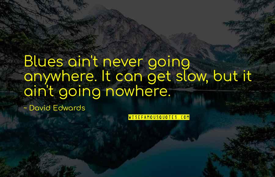 You Ain Going Nowhere Quotes By David Edwards: Blues ain't never going anywhere. It can get