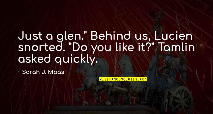 You Always Beside Me Quotes By Sarah J. Maas: Just a glen." Behind us, Lucien snorted. "Do