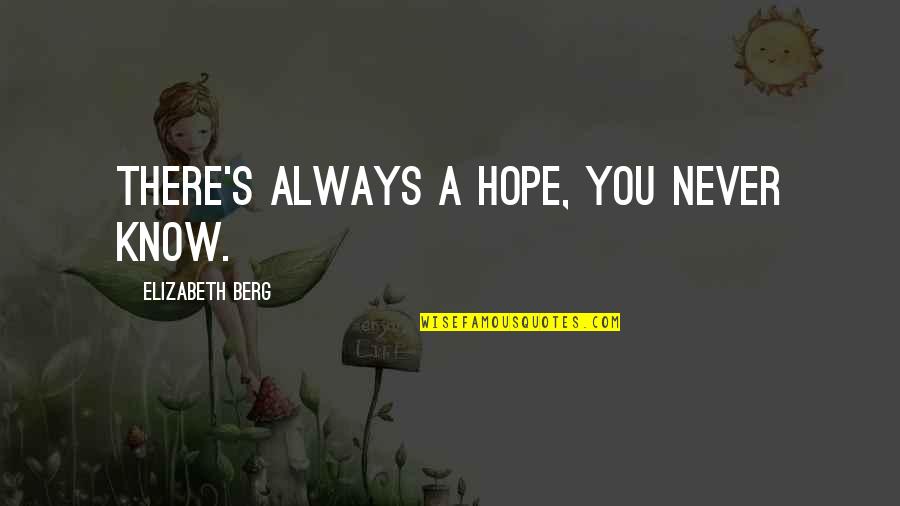 You Always Know Quotes By Elizabeth Berg: there's always a hope, you never know. You Always Know Quotes By Elizabeth Berg: there's always a hope, you never know.