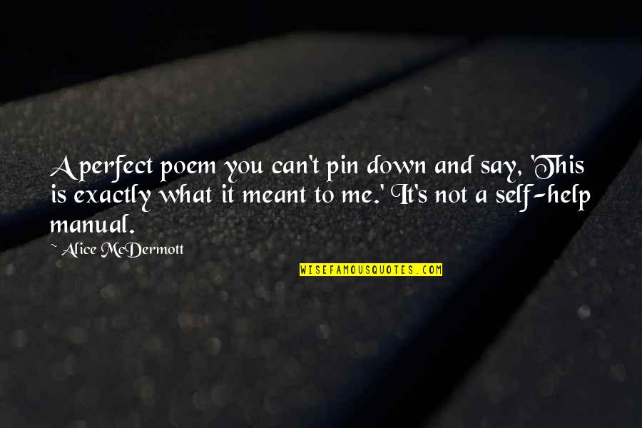 You And Me Perfect Quotes By Alice McDermott: A perfect poem you can't pin down and