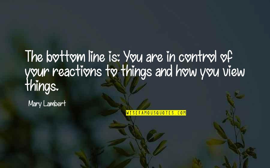 You And The View Quotes By Mary Lambert: The bottom line is: You are in control