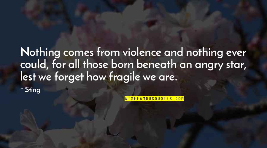 You Are A Born Star Quotes By Sting: Nothing comes from violence and nothing ever could,