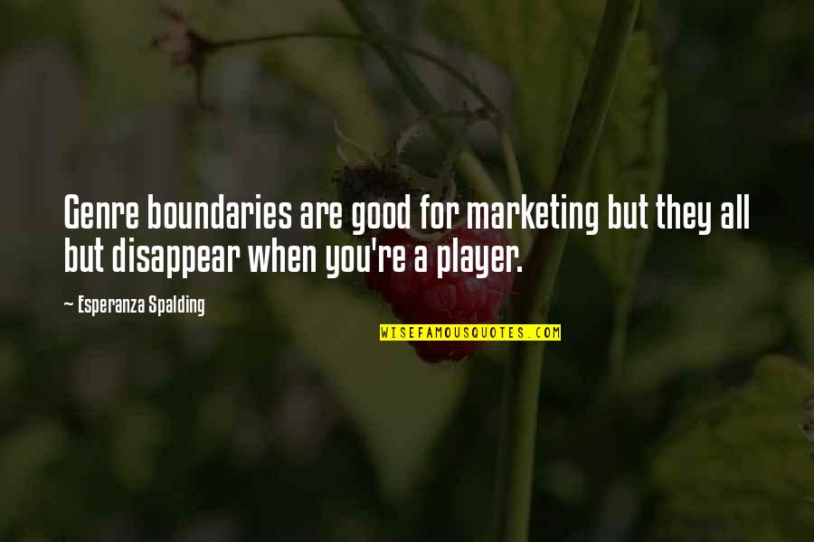 You Are A Good Player Quotes By Esperanza Spalding: Genre boundaries are good for marketing but they You Are A Good Player Quotes By Esperanza Spalding: Genre boundaries are good for marketing but they
