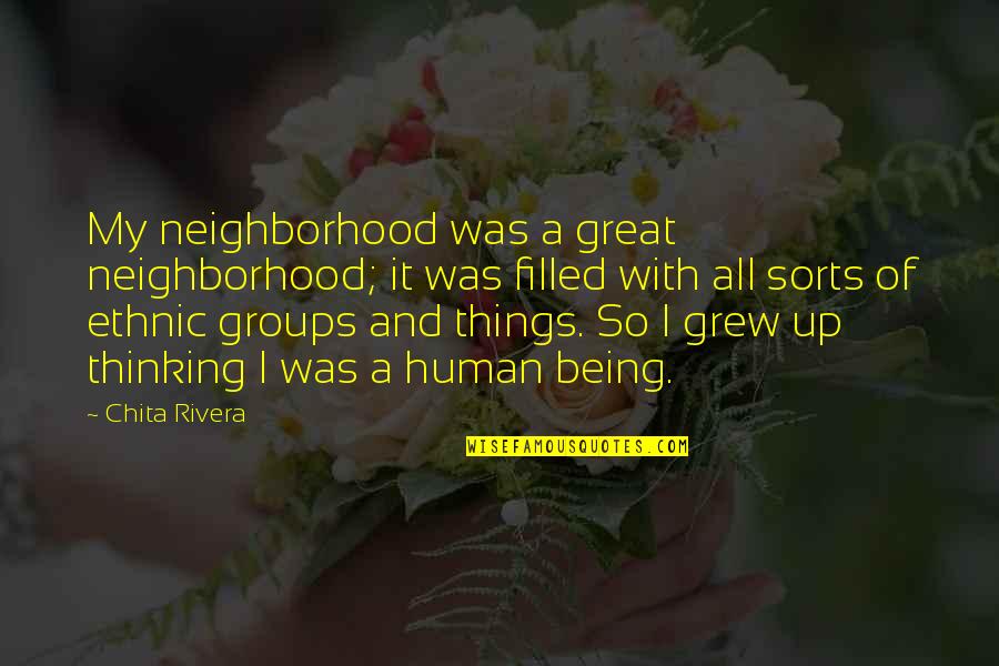 You Are A Great Human Being Quotes By Chita Rivera: My neighborhood was a great neighborhood; it was