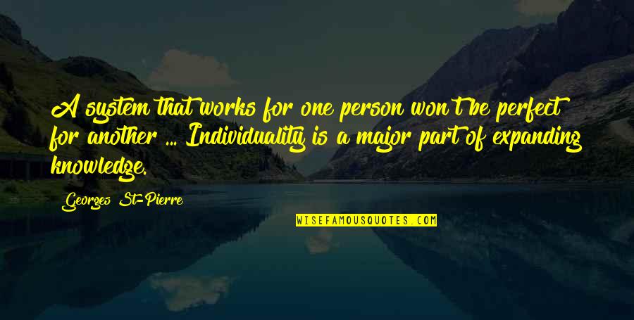You Are A Perfect Person Quotes By Georges St-Pierre: A system that works for one person won't You Are A Perfect Person Quotes By Georges St-Pierre: A system that works for one person won't