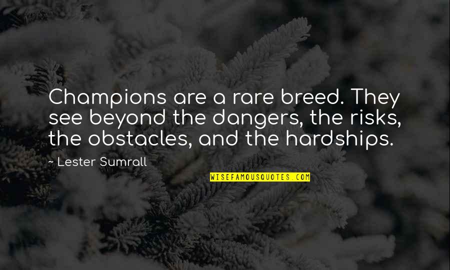 You Are A Rare Breed Quotes By Lester Sumrall: Champions are a rare breed. They see beyond You Are A Rare Breed Quotes By Lester Sumrall: Champions are a rare breed. They see beyond