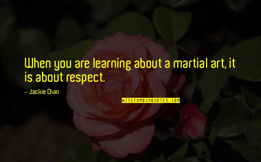 You Are Art Quotes By Jackie Chan: When you are learning about a martial art,