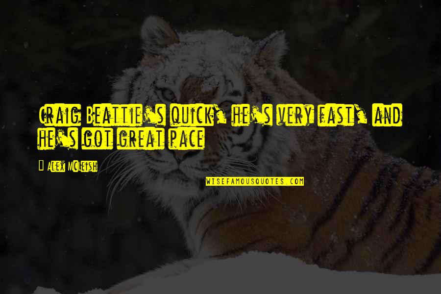 You Are Beautiful In God's Eyes Quotes By Alex McLeish: Craig Beattie's quick, he's very fast, and he's