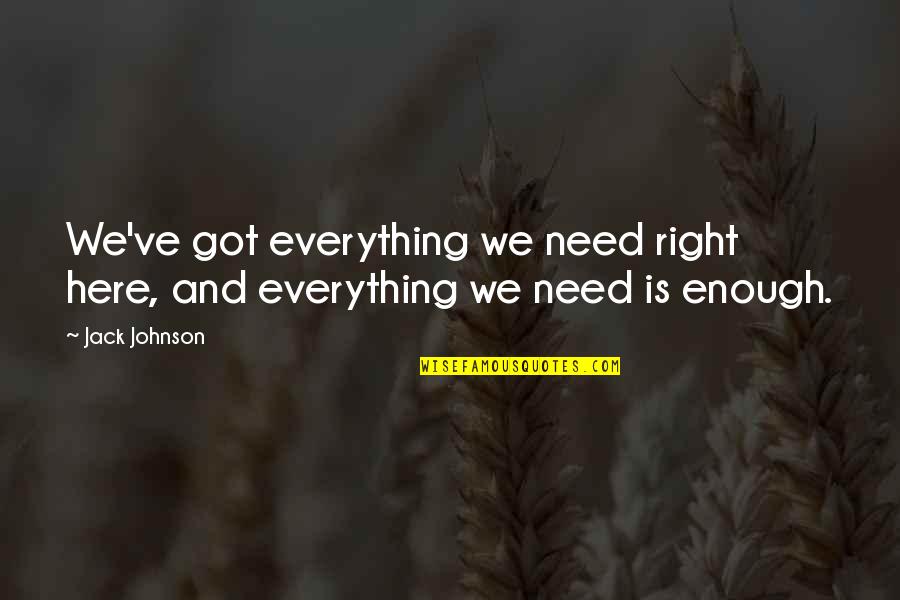 You Are Everything I Need In My Life Quotes By Jack Johnson: We've got everything we need right here, and