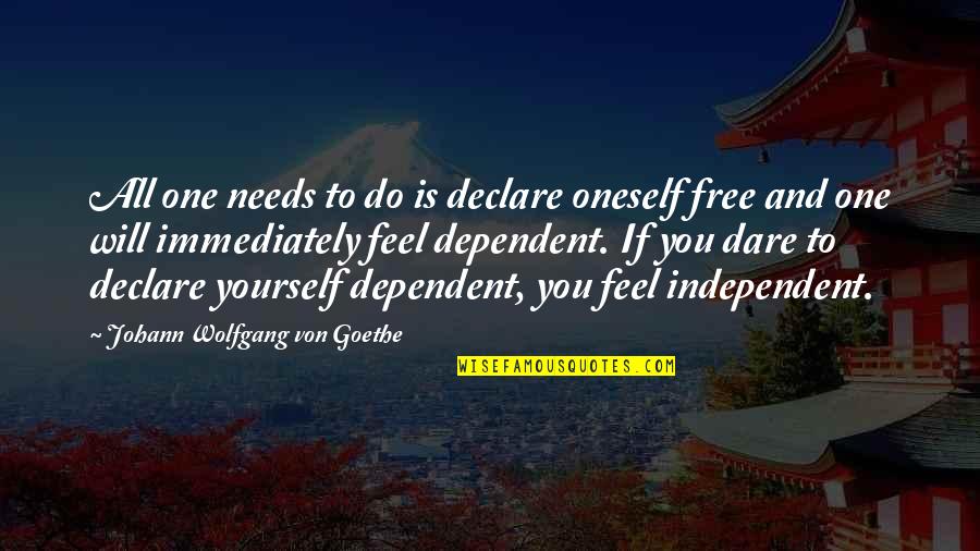 You Are Free Now Quotes By Johann Wolfgang Von Goethe: All one needs to do is declare oneself