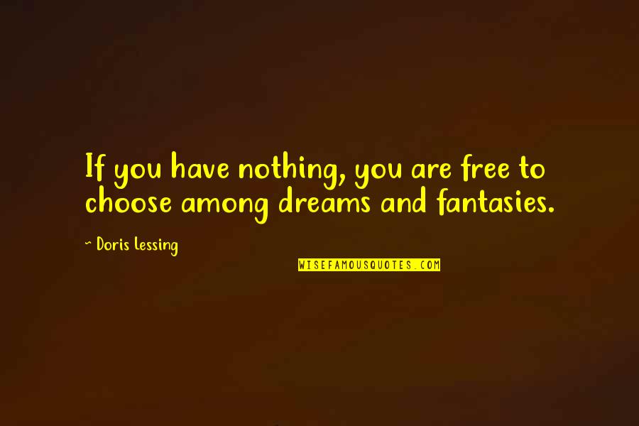 You Are Free To Choose Quotes By Doris Lessing: If you have nothing, you are free to