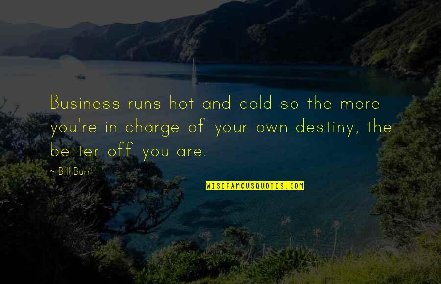 You Are In Charge Of Your Own Destiny Quotes By Bill Burr: Business runs hot and cold so the more