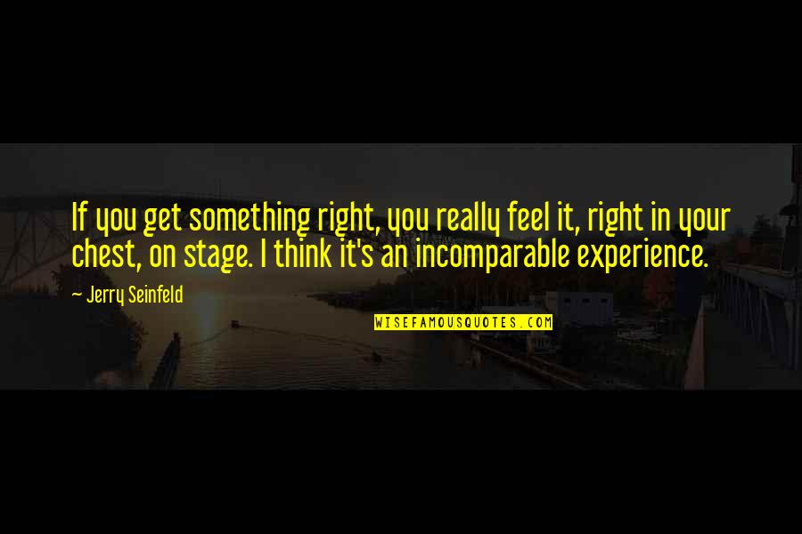 You Are Incomparable Quotes By Jerry Seinfeld: If you get something right, you really feel
