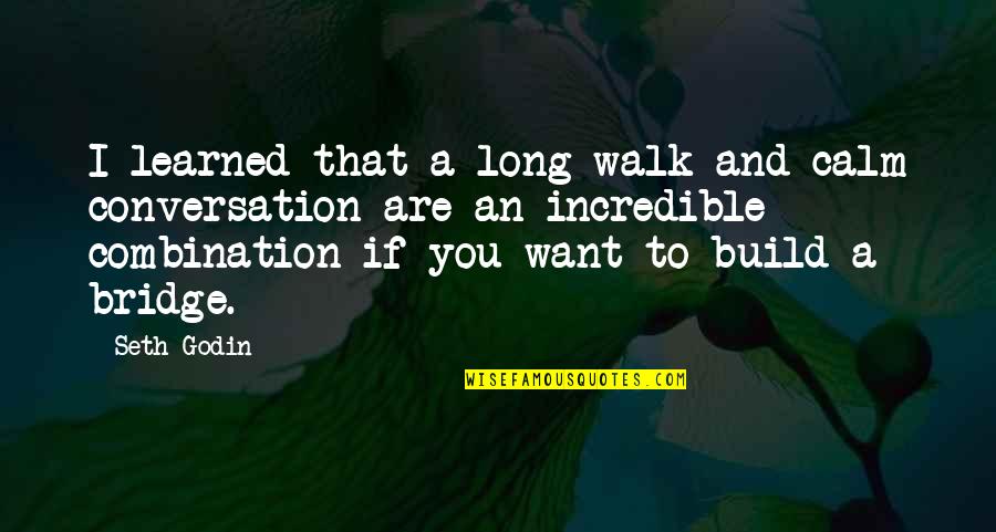 You Are Incredible Quotes By Seth Godin: I learned that a long walk and calm You Are Incredible Quotes By Seth Godin: I learned that a long walk and calm