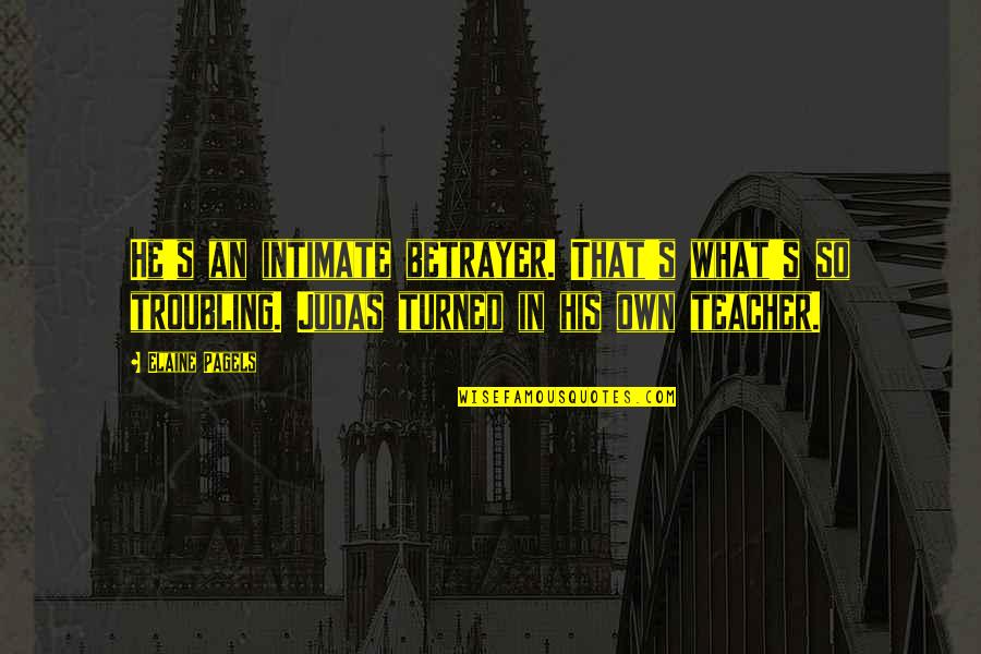 You Are Judas Quotes By Elaine Pagels: He's an intimate betrayer. That's what's so troubling. You Are Judas Quotes By Elaine Pagels: He's an intimate betrayer. That's what's so troubling.