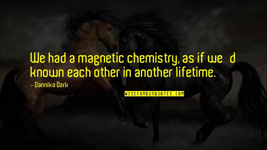 You Are Magnetic Quotes By Dannika Dark: We had a magnetic chemistry, as if we'd
