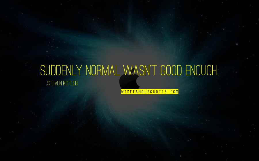 You Are More Than Good Enough Quotes By Steven Kotler: Suddenly normal wasn't good enough.