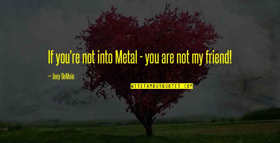 You Are My Friend Quotes By Joey DeMaio: If you're not into Metal - you are You Are My Friend Quotes By Joey DeMaio: If you're not into Metal - you are