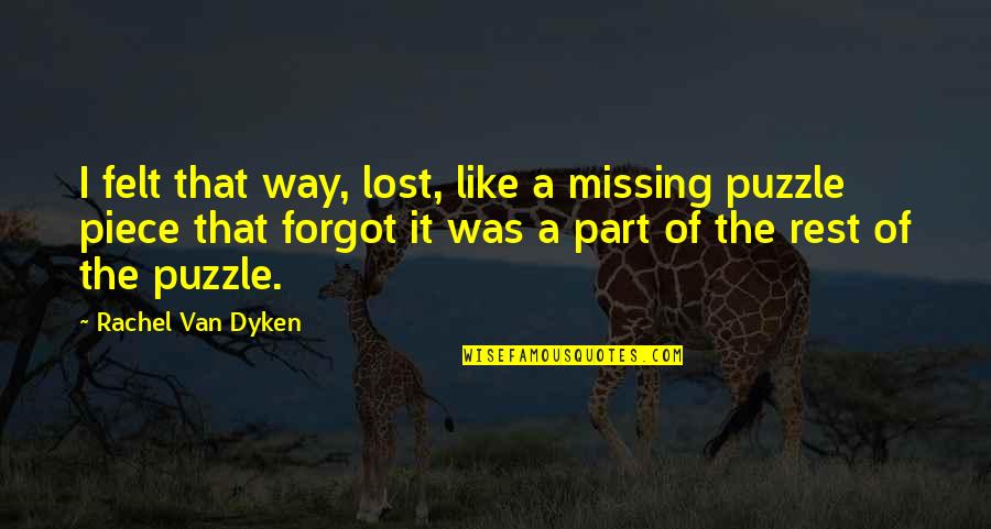 You Are My Missing Piece Quotes By Rachel Van Dyken: I felt that way, lost, like a missing