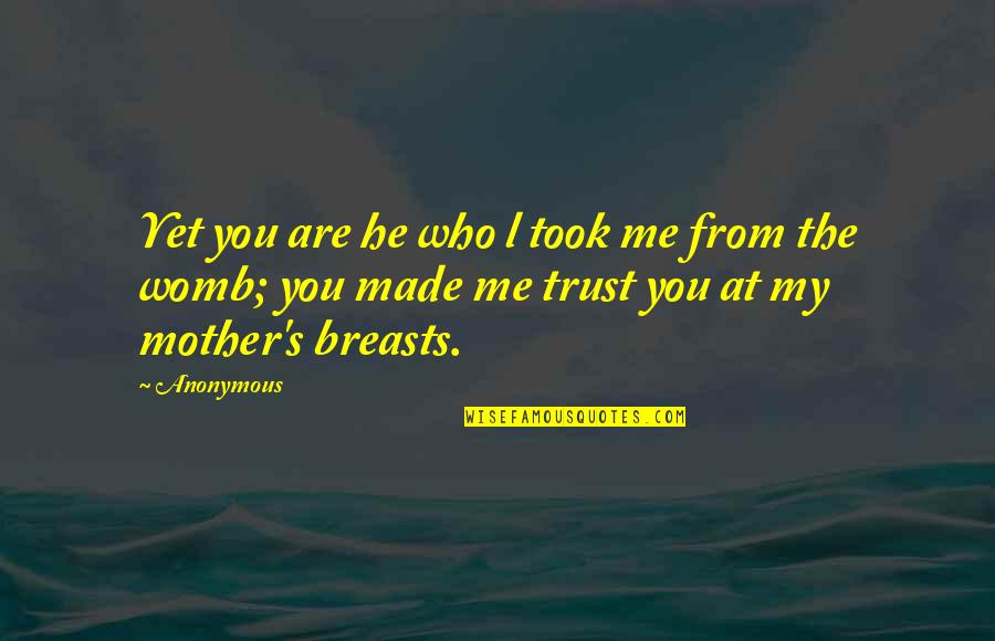 You Are My Mother Quotes By Anonymous: Yet you are he who l took me You Are My Mother Quotes By Anonymous: Yet you are he who l took me