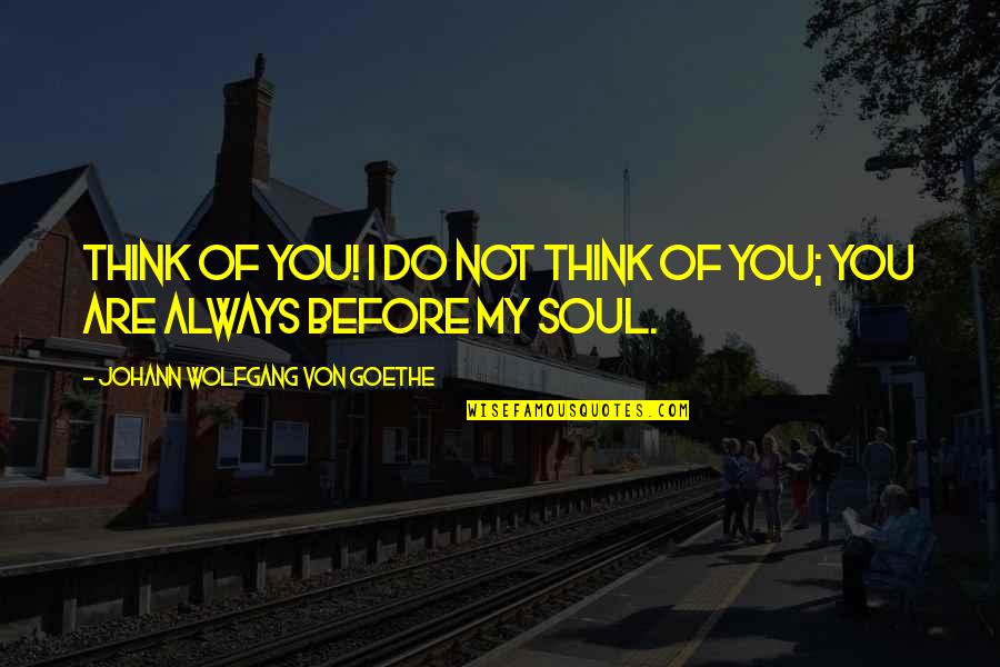 You Are My Soul Love Quotes By Johann Wolfgang Von Goethe: Think of you! I do not think of