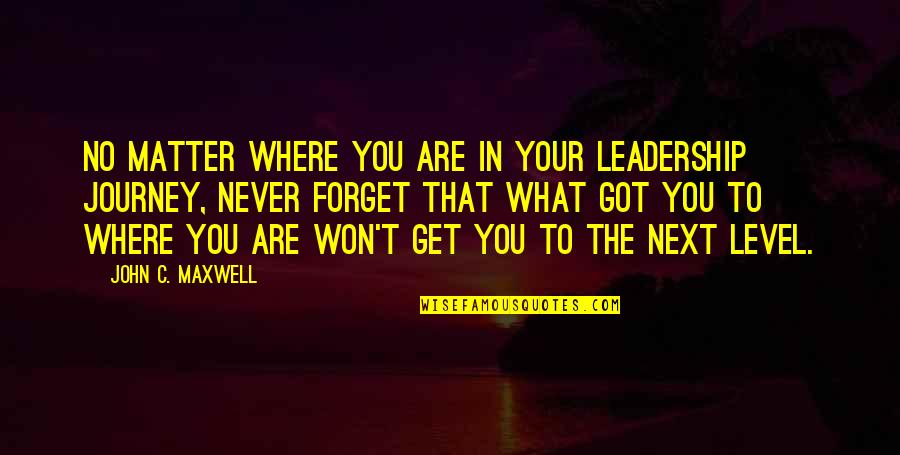 You Are Next Quotes By John C. Maxwell: No matter where you are in your leadership